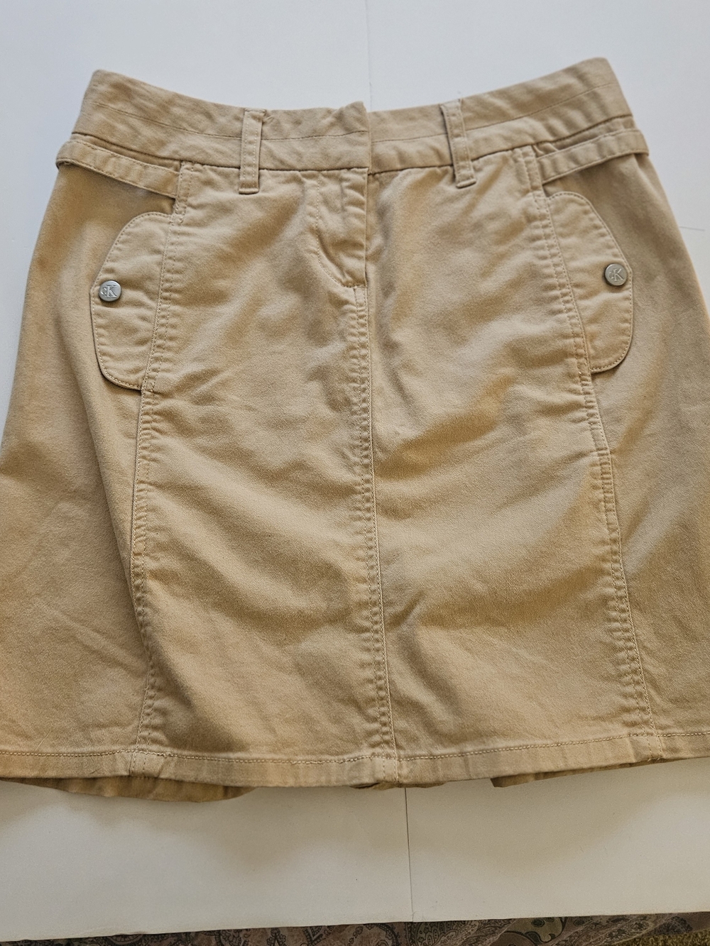 Calvin Klein Jeans Beige Cotton Mini Skirt with Front Flap Pockets